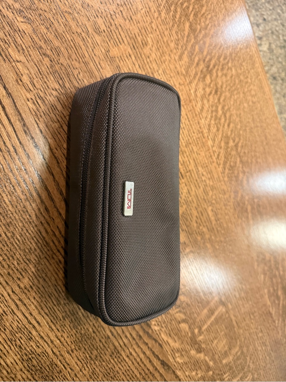 Tumi Dark Brown Textured Travel Case - Picture 2 of 7